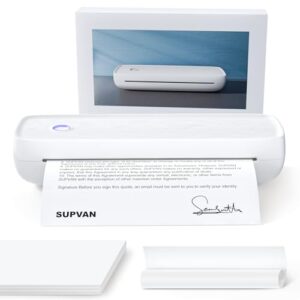 SUPVAN T200M Portable Printer Wireless for Travel, Bluetooth Inkless Printer with 300 DPI, Prints 400 Pages per Charge, Supports 8.5″ X 11″ US Letter, Compatible with iPhone, Android & Laptop