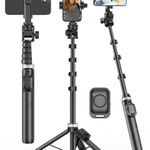Selfie Stick for iPhone:Selfie Stick Tripod with Remote,Tripod for Video Recording,is Content Creator’s Vlogging Kit,Compatible with Android, Camera, Also a Gopro Trip