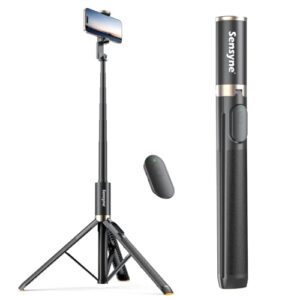 Sensyne 63″ Selfie Stick Tripod, Extendable Phone Tripod with Wireless Remote Compatible with Cell Phones for Selfies, Photography,Video, Live Stream
