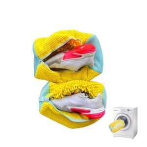 Shoe Washing Machine Bag – 2-Pack 360° Deep Clean Laundry Bags for Sneakers & Delicates, Microfiber Chenille, Hidden Zipper Protector, Hanging Loop, Reusable for Washer & Dryer
