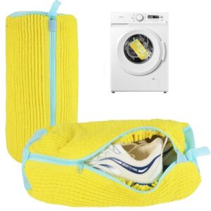 Shoe Washing Machine Bag,Shoe Cleaning Bag for All Shoe Types,Laundry Shoe Bag for Washer and Dryer Laundry Bags-Reusable Shoe Cleaning Bag for Sneaker Tennis Shoes Unstain Cleaner Kit(Yellow 2PCS)