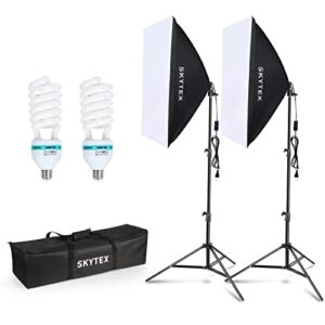 Skytex Softbox Lighting Kit 2Pack, 20x28in Soft Box | 135W 5500K E27 Bulb Continuous Photography Lighting, Photo Studio Lights Equipment for Camera Shooting, Video Recording