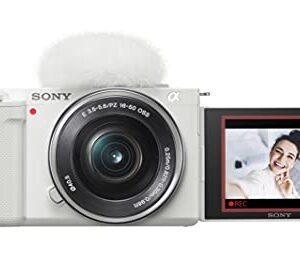 Sony Alpha ZV-E10 – APS-C Interchangeable Lens Mirrorless Vlog Camera Kit – White