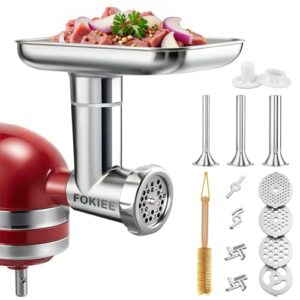 Stainless Steel Meat Grinder Attachments for KitchenAid Stand Mixer, Mixer Attachment for KitchenAid, Meat Grinder, Sausage Stuffer, Dishwasher Safe(Machine/Mixer Not Included)