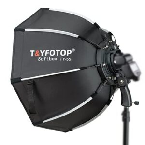 T&YFOTOP 22 inches/55 Centimeters Octagonal Softbox with S-Type Bracket Mount, Carrying Case Compatible with Camera Flash Speedlites TT560 NW561 NW565 NW625 NW635 NW670 750II, etc (55cm softbox)