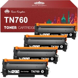 Toner Kingdom Compatible Toner-Cartridge Replacement for Brother TN730 TN760 TN-760 TN-730 for MFC-L2750DW HL-L2350DW HL-L2395DW MFC-L2710DW DCP-L2550DW HL-L2390DW HL-L2370DW (Black, 4-Pack)
