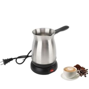 Turkish Coffee Maker, 600ML Stainless Steel Turkish Coffee Maker Kettle with Anti Scald Handle, Electric Turkish Coffee Pot, Heating Tea Maker Kettle for Arabic Tea Milk