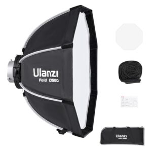 ULANZI 23.6″/60cm Parabolic Softbox Quick Release Bowens Mount, DS60 Fast-Setup Photography Camera Studio Flash Lighting Umbrella Softbox for Bowens Mount Lights