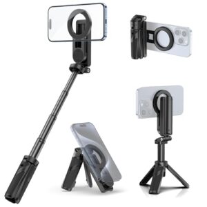 ULANZI JJ03 Magnetic Tripod for Phone with Remote Control, 3-in-1 Selfie Stick Handle Grip 360° Rotation Extendable Stand for iPhone Android Phones