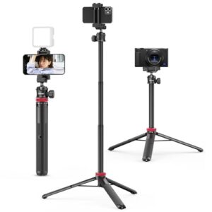 ULANZI MT-44 Extendable Phone Tripod, 59″ Selfie Stick Vlog Stand with 2 in 1 Phone Clip, 360° Ball Head Camera-Tripod for iPhone Sony Canon Action Camera, Lightweight for Travel