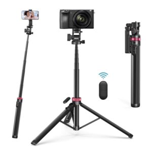 ULANZI MT-78 Extendable Phone Tripod, 72.83″ Selfie Stick Camera Tripod Stand with 2 in 1 Phone Clip, 360° Ball Head Camera Tripod with Cold Shoe for iPhone Sony Canon, Lightweight for Travel