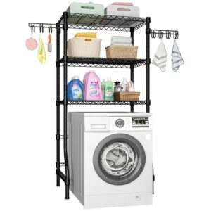 Ulif U8 Laundry Room Storage Organizer, Over The Washer and Dryer Storage Shelves for Laundry Organization, 35″ W x 17.3″ D x 76.2″ H, Suit Washing Machine Width Within 32.6″, Hold 304 lb, Black