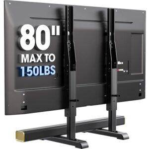 Universal TV Stand, Table Top TV Stand Base Wobble-Free Replacement for Most 24 to 80 Inch LCD LED TVs, 7 Height Adjustable TV Legs Hold up to 150lbs, Max VESA 800x500mm, Black AX10TB02