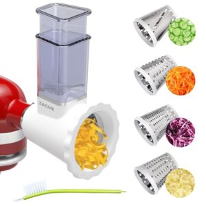 Updated Shredder Cheese Grater Attachment for KitchenAid Stand Mixers, Salad Machine with Vegetable Slicer, Salad Maker, Food Slicers Slicer Shredder Attachment with 4 Blades Dishwasher Safe