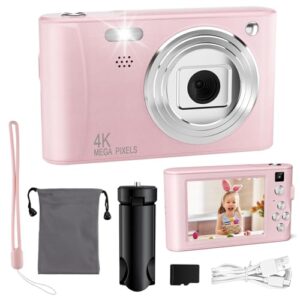 Upgrade Kids Digital Camera, Christmas Birthday Gifts for Girls Age 3-12, HD Digital Selfie Video Cameras for Toddler, Portable Toy for 3 4 5 6 7 8 9 10 Year Old Girl with 32GB SD Card-Pink