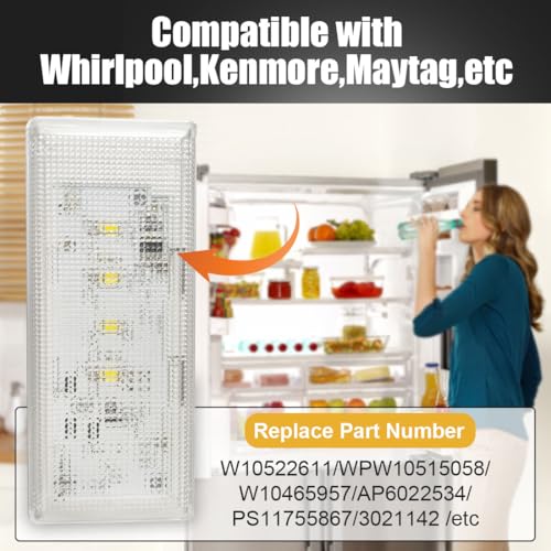 Upgraded W10515058 Refrigerator LED Light Set for Whirlpool Kenmore Maytag Refrigerators Replacement 3021142 AP6022534 PS11755867 W10522611 W10465957 WPW10515058 - Image 5