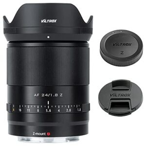VILTROX 24mm F1.8 Wide Angle Lens Auto Focus Full Frame Prime Lens Compatible with Nikon Z-Mount Cameras Z fc Z7 II Z6 II Z5 Z6 Z7 Z50 Black
