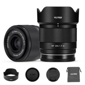 VILTROX 25mm F1.7 Air FE Pocket Dispo Lens AF F/1.7 E-Mount Portable Shot for Sony Beginner’s Lens Auto Fcous APS-C Large Aperture Prime FE Lenses
