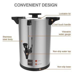 Valgus Commercial Coffee Urn 32-Cup 6L Stainless Steel Large Coffee Maker with Percolator Electric Hot Water Dispenser for Party, Office, Wedding