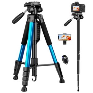 Victiv 72 inch Camera Tripod, Tall Tripod for Camera Cell Phone, Heavy Duty Camera Tripod Stand, Professional Aluminum Monopod, Compatible with Canon Nikon Sony DSLR Cameras – Blue