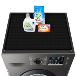Washer and Dryer Covers for the Top,23.6” x 19.7” Silicone Dust Pad for Laudry Machine & Dryer,Non-slip Heavy Duty Waterproof Counter Top Protector Guards for Landry & Kitchen,Black