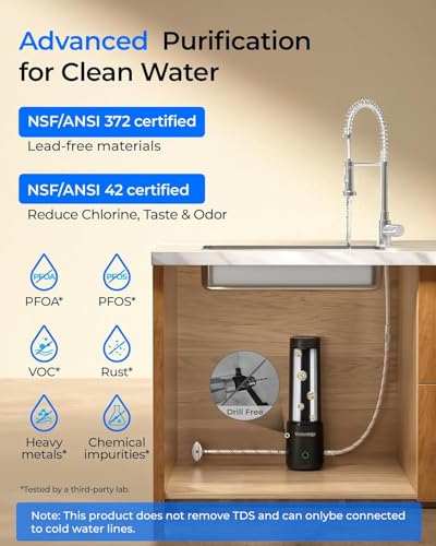 Waterdrop 10UA PRO Under Sink Water Filter, No Drill Required, Time Reminder, Easy Installation, Reduces Lead, Chlorine, Bad Taste & Odor, NSF/ANSI 42 Certified, 11000 Gallons, Does not Lower TDS - Image 3