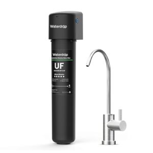 Waterdrop 15UB-UF 0.01 μm Ultra Filtration Under Sink Water Filter System for Baçtёria Reduction, Reduces Lead, Chlorine, Bad Taste & Odor, 16K Gallons, with Dedicated Brushed Nickel Faucet, USA Tech