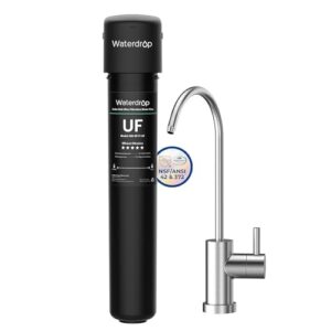 Waterdrop 17UB-UF 0.01 μm Ultra Filtration Under Sink Water Filter System for Baçtёria Reduction, Reduces Lead, Chlorine, Bad Taste & Odor, 24K Gallons, with Dedicated Brushed Nickel Faucet, USA Tech