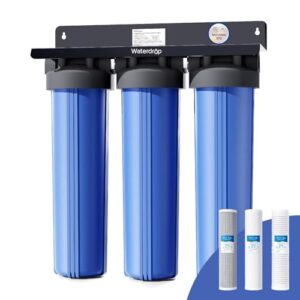 Waterdrop 3-Stage Whole House Water Filter System,with Carbon Filter&Sediment Filter,7-Stage Filtration Highly Reduce Lead,Chlorine,Odor and Taste,5 Micron WHF3T-PG,1″ Inlet/Outlet
