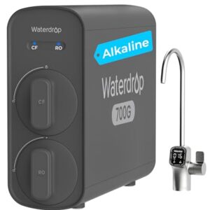 Waterdrop G5P700A Alkaline Mineral pH+ Reverse Osmosis Water Filter, NSF/ANSI 372 Certified, 700G Reverse Osmosis System, 8 Stage RO Water Filtration System, 2:1 Pure to Drain, Smart LED Faucet