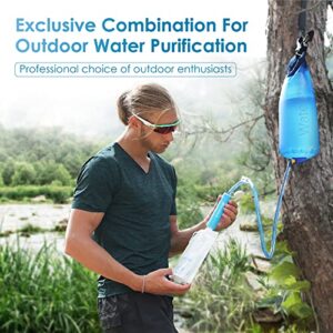 Waterdrop Gravity Water Filter Straw, Camping Water Filtration System, Water Purifier Survival for Travel, Backpacking and Emergency Preparedness, 1.5 gal Bag, 5 Stage Filtration, Pack of 2