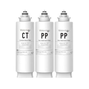 Waterdrop Undersink Replacement Water Filter, 2PP+CT, Replacement for TSU-W, TSC 3-Stage Under Sink Water Filter System