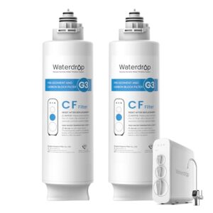Waterdrop WD-G3-CF Filter, Replacement for WD-G3-W, WD-G3P600 and WD-G3P800-W Reverse Osmosis System, 6-month Lifetime, 2-Pack