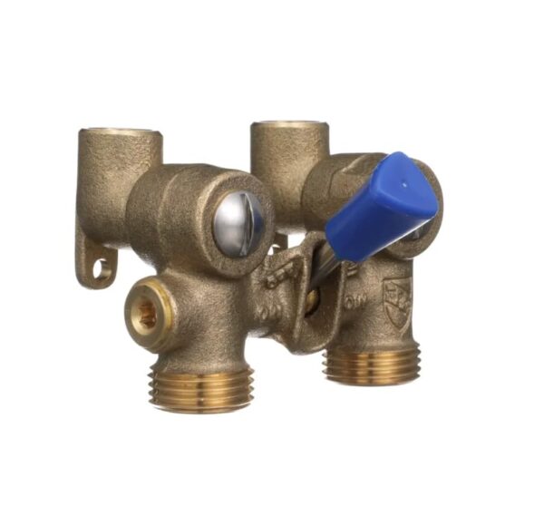 Watts 175C Series 1/2" Bronze Ball-Type Washing Machine Shutoff Valve, 3/4" Hose Outlet Connection, 1/2" Copper Dual Ell Adapters for Solder or Hose, O-Rings, Maximum Pressure 200 psi - Image 4