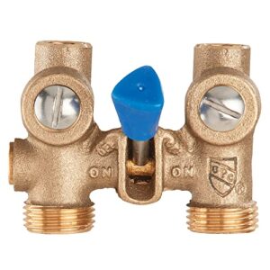 Watts 175C Series 1/2″ Bronze Ball-Type Washing Machine Shutoff Valve, 3/4″ Hose Outlet Connection, 1/2″ Copper Dual Ell Adapters for Solder or Hose, O-Rings, Maximum Pressure 200 psi