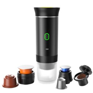 Wireless Portable Electric Coffee Machine, Self-Heating Car Maker,Rechargeable Espresso Maker for Travel, Camping, RV,Home,Office (black)