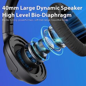 YMOO Bluetooth 5.2 Hybrid Active Noise Cancelling Headphones for Airplane Travel, Wired and Wireless ANC Headphones, 75H Playtime Over Ear Headphone, Bluetooth Headset with Mic for Adults