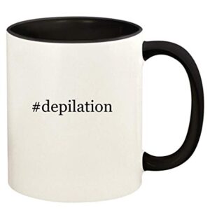 #depilation – 11oz Hashtag Ceramic Colored Handle and Inside Coffee Mug Cup, Black