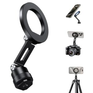 elitehood Magnetic Phone Tripod Mount for Magsafe, Aluminum iPhone Tripod Mount Adapter with 1/4” Screw, Cold Shoe Phone Holder for Camera, Compatible with iPhone 16/15/14/13 Series