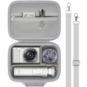 for Sony ZV-E10/ZV-E1/ZV-E10 II Vlog Digital Camera Hard Carrying Case,Compatible with Tripod(GP-VPT2BT),Microphone,Camera Len and Accrssory(White Case)