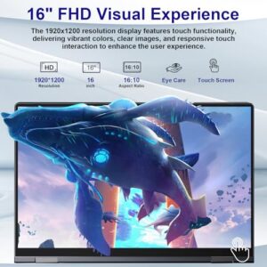 jumper 2 in 1 Laptop, 16 inch Convertible Laptop Computer with IPS FHD 360 Degree Touchscreen, 1152GB Storage, 16GB RAM, Fingerprint Reader, Backlit Keyboard, Celeron N5095, 53.2WH