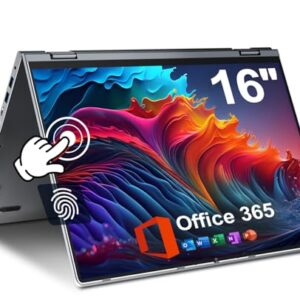 jumper 2 in 1 Laptop, 16 inch Convertible Laptop Computer with IPS FHD 360 Degree Touchscreen, 640GB Storage, 16GB RAM, Fingerprint Reader, Backlit Keyboard, Celeron N5095, 53.2WH, WiFi 6