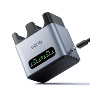 llano 20W LP-E6P LP-E6NH Battery Charger: Fast Dual Slot for Canon Camera Batteries Canon EOS R5/R6/R7 Mark II, 5D/6D/7D Mark II/III/IV, 60D/70D/80D/90D, USB-C, LED, Durable CNC Aluminum