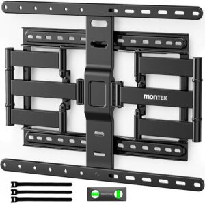 monTEK Ultra Slim TV Wall Mount for 43-90 Inch TVs | 1.1″ Thin Low Profile Full Motion Bracket | Dual Swivel Articulating Arms with Tilt | Max VESA 600x400mm | Holds 132lbs | Fits 16″/18″ Studs