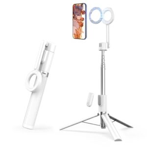 vimitty Magnetic Selfie Stick Tripod with Remote,54″ Phone Tripod Compatible with MagSafe,Fit for iPhone 12/13/14/15 Series,Magsafe Case and Other Phones with Metal Ring