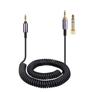 weishan WH-1000XM5 Cable Coiled Aux Cord Replacement for Sony WH-CH720N, WH-CH710N, MDR-950BT, 1AM2, 7520 Noise Canceling Headphones, 3.5mm(1/8″) Extension Wire with 6.35mm(1/4″) Adapter, 14ft