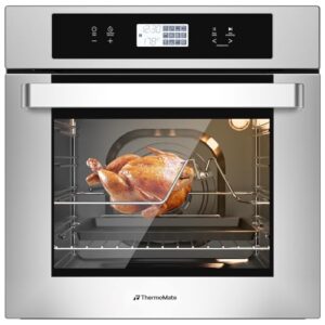 24″ Electric Wall Oven, ThermoMate 2.6 Cu.Ft. Built-in Wall Oven with 12 Functions, 3100W Convection Ovens, Sensor Touch Control, Safety Lock, Stainless Steel, ETL Certified