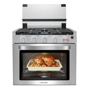 AMZCHEF RV Gas Range 21 Inches Tall,1.77 Cu.Ft Propane Range Oven with 3 Burners Stove for RV, Apartment, Mobile Home, Stainless Steel.
