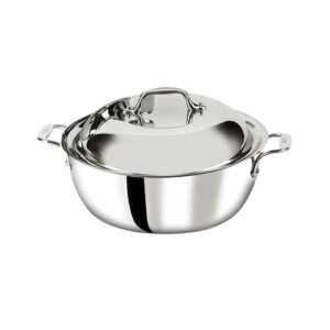 All-Clad D3 3-Ply Stainless Steel Dutch Oven 5.5 Quart Induction Oven Broiler Safe 600F Pots and Pans, Cookware Silver