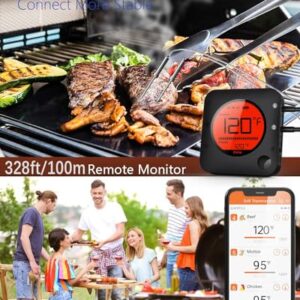 BFOUR Meat Thermometer Wireless Bluetooth, LCD Digital Meat Thermometer with Dual Probe, Wireless Remote BBQ Thermometer for Smoker Kitchen Cooking Grill Thermometer for Grilling BBQ Oven